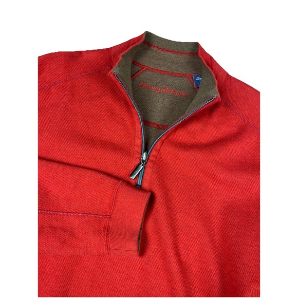 Tommy Bahama Other - Tommy Bahama EUC Men's Flip Side‎ Twill Reversible Half Zip Pullover Red/Brown L